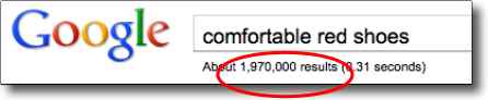What  is SEO? Example of search engine results for  "comfortable red shoes"